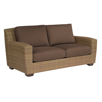 Saddleback 65"" Wide Outdoor Wicker Loveseat with Cushions -  Woodard, S523021-06N