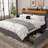 Upholstered Bed Frame With 4 Storage Drawers And Headboard, Bed Frame With LED Lights And Charging Station-1425891091