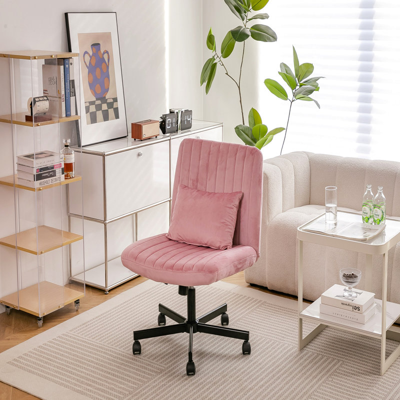 Chaise de bureau Criss Cross, Velours rose clair