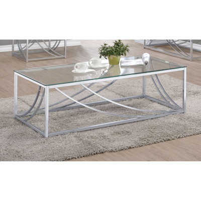Et table basse en verre avec pieds en métal pour la zone de vie principale - 17 pouces de hauteur, 47,49 de largeur, 23,5 de profondeur, conception moderne, esthétique renforcée, forme rectangulaire haute, traversée, brillance réfléchissante,