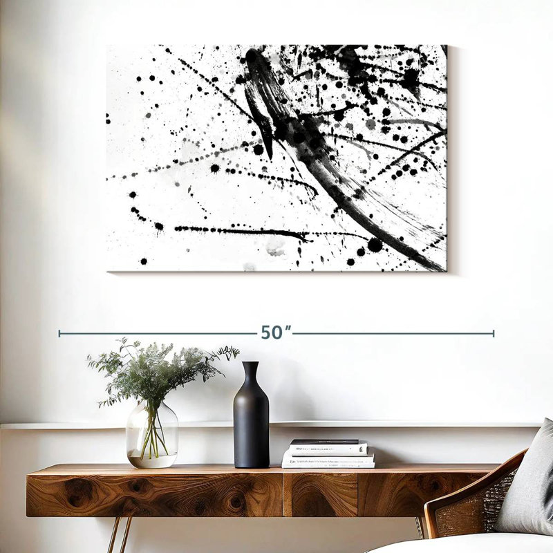 Avery abstrait noir et blanc, H 26 po x l 39 po