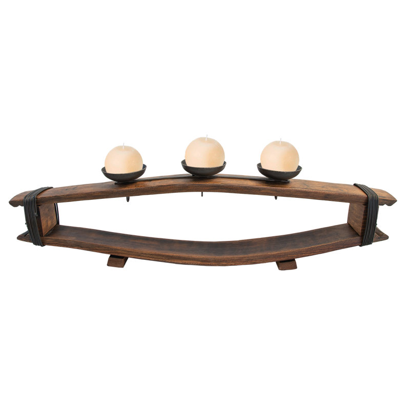 Aged Oak Tabletop Candle Holder