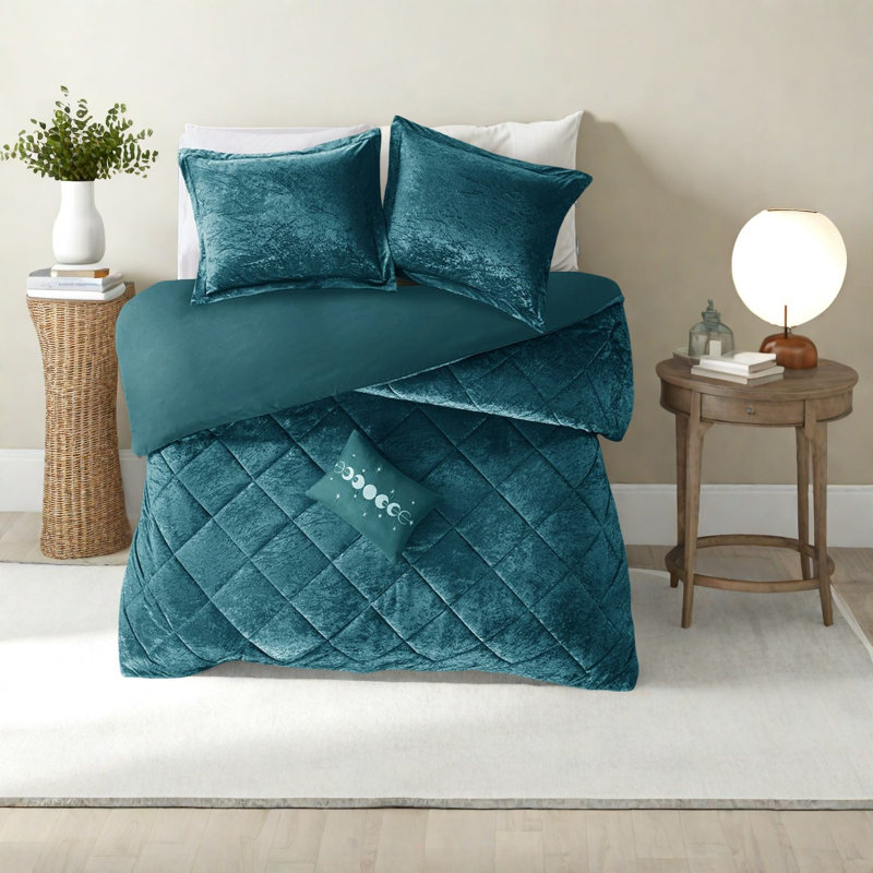 Ensembles de literie en velours luxueux, polyester bleu sarcelle, décoration de chambre élégante