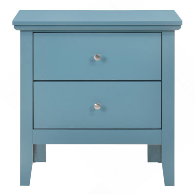 Table de chevet élégante bleu sarcelle avec tiroirs de rangement, armoire de chevet moderne pour la chambre à coucher
