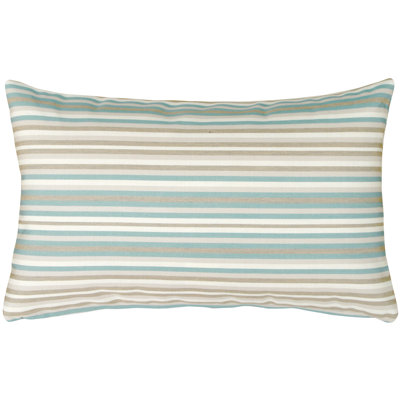 Sunbrella Fabric Gavin Mist Striped Outdoor Patio Garden Polyester Filled Lumbar Throw Pillow Cover & Polyester Insert