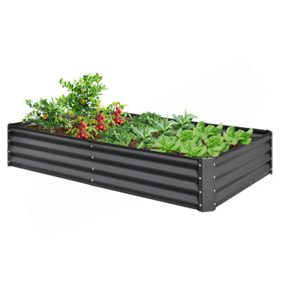 Lit de jardin surélevé galvanisé 6X3x1ft, jardinière extérieure Boîtes à fleurs en métal