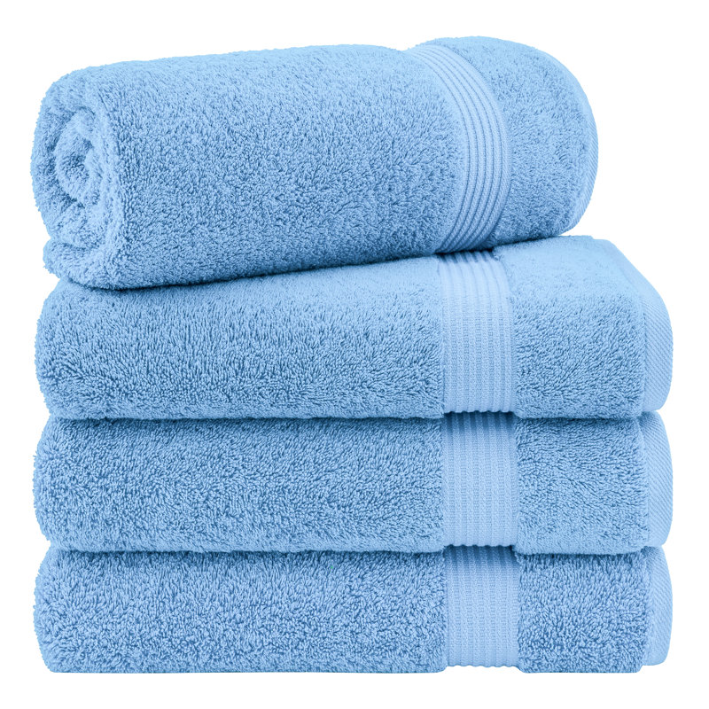 Ensemble de serviettes de bain 100% coton turque 4 pièces, serviettes de bain douces et absorbantes, Bleu ciel