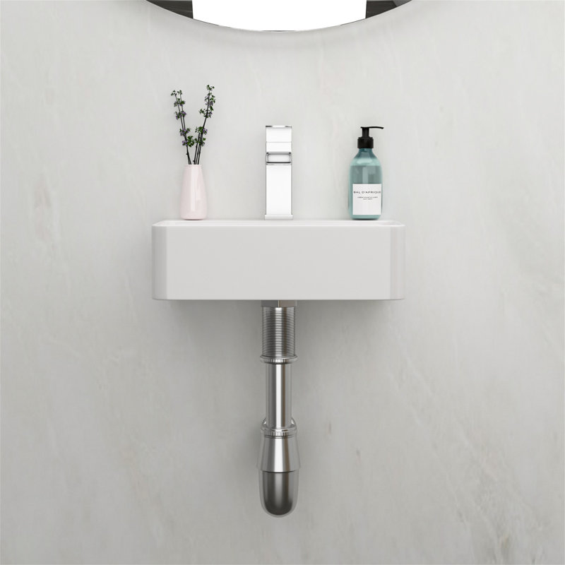 MONSFEST 10'' Ceramic Rectangular Bathroom Sink
