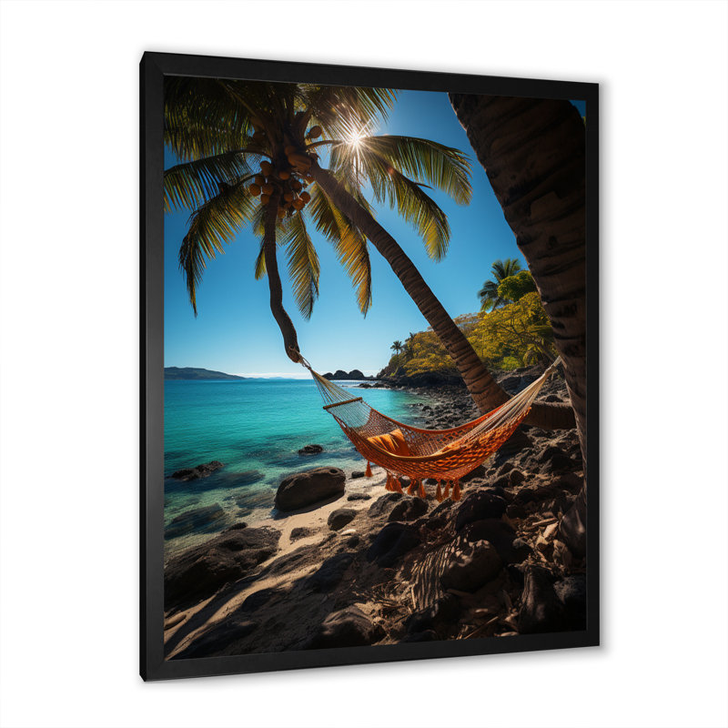 Photo de plage, vibrations tropicales sur toile, Cadre photo noir, L 12 po x H 20 po