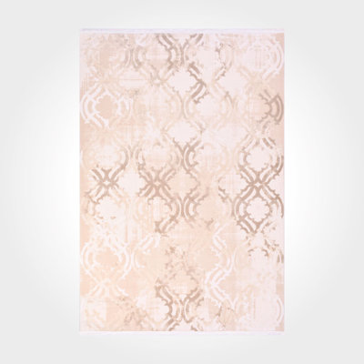 Modern/Abstract Cream Machine Washable Non-Slip Area Rug