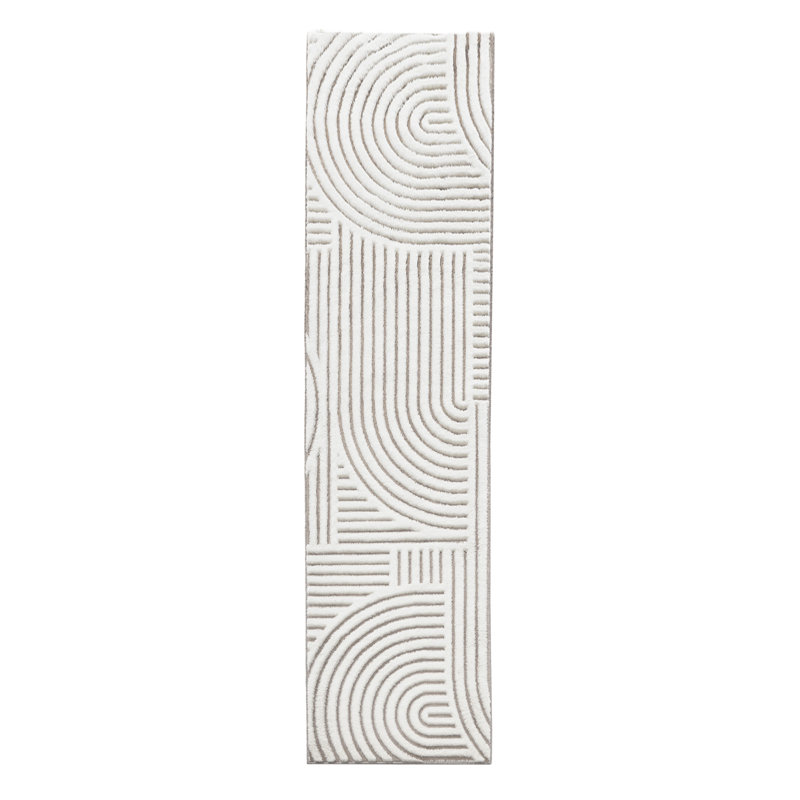 Rove Modern Geometric Area Rug for Living Room, Runner 2' x 8', Beige