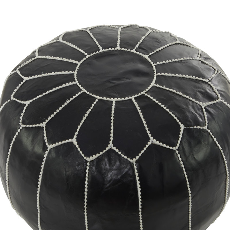 Pouf Innis Cole, Cuir noir assorti