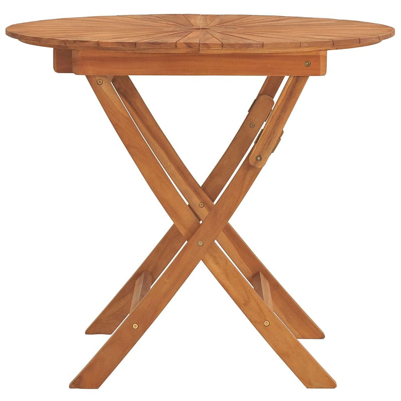 Lenexa Round Teak Folding Outdoor Bistro Table With Umbrella Hole , 85cm cm W cm D