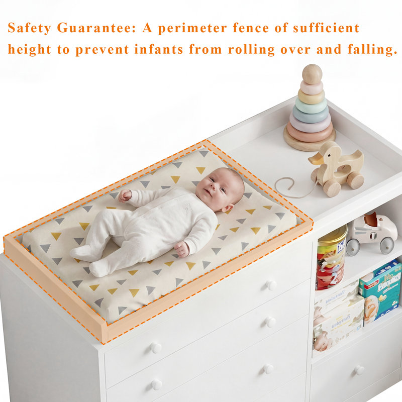 120cm White Baby Changing Unit & 5-Drawer Dresser - Anti-Tip, Grows With Child