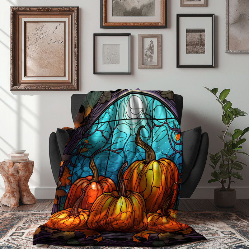 Verre Glass Harvest Pumpkins - 1 pièce Sherpa Premium, Lit simple