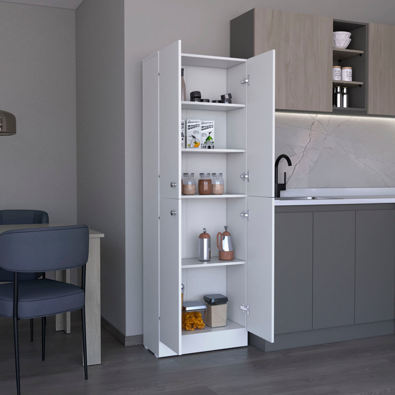 Kitchen Pantry Storage Cabinet 71" Height, With 4 Doors, 5 Adjustable Shelves, Freestanding Cupboard, White