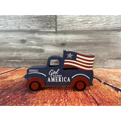 God Bless America Wooden Truck Sitter
