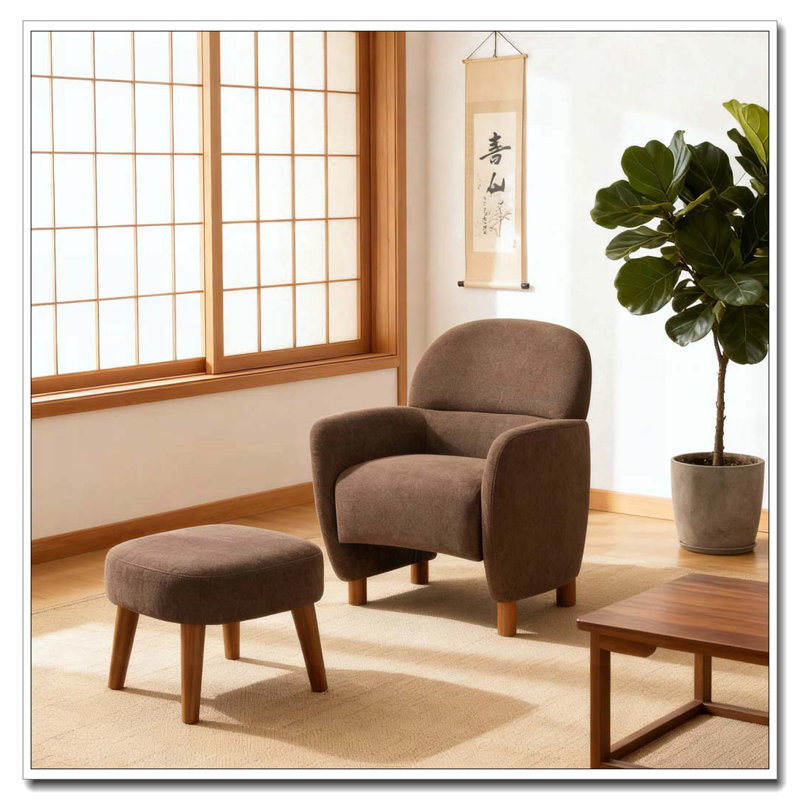 Chaise de loisir rembourrée avec repose-pieds, Brun