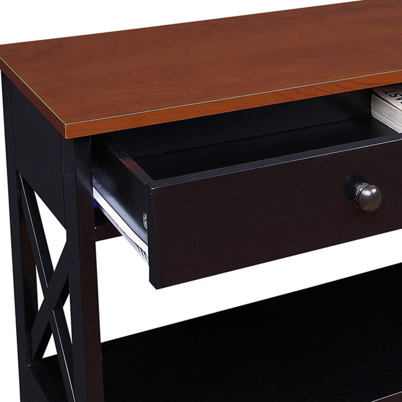 Aafko 39.5" Console Table, Cherry/Black, 31.5" H x 39.5" W x 12" D