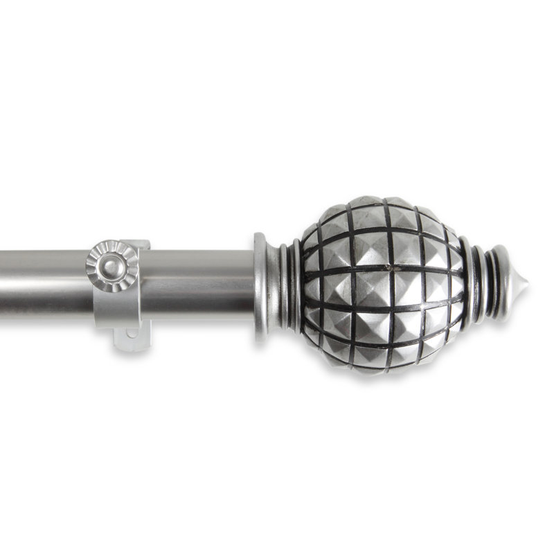 Tringle à rideaux simple Baudette, Nickel satiné