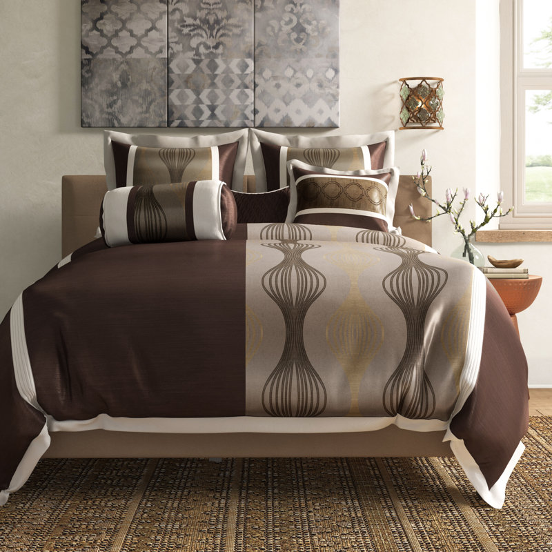 Queen Black and Silver Microfiber 7-Piece Comforter Set