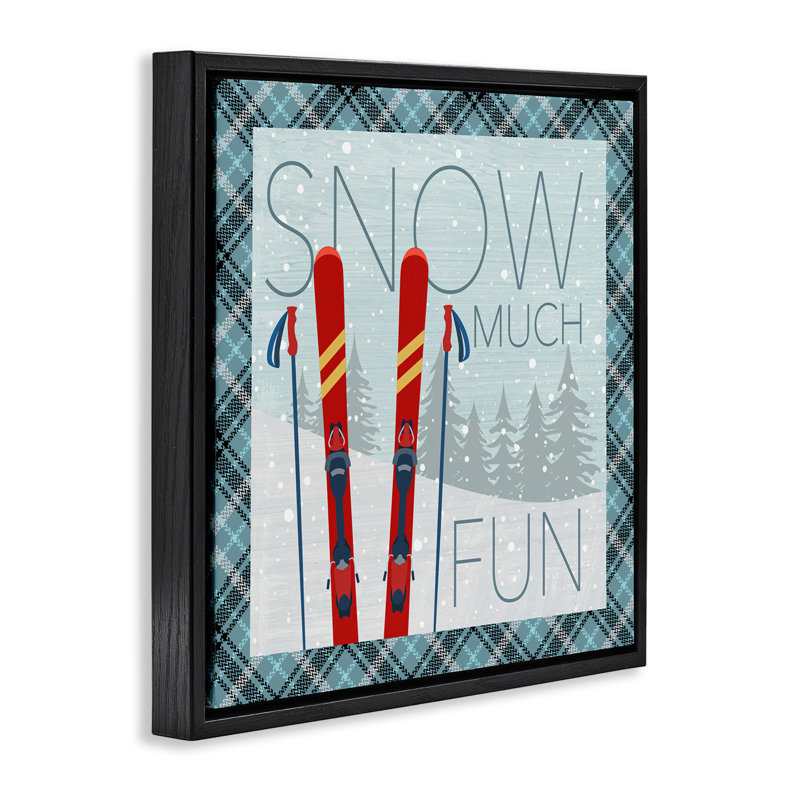 «Snow Beaucoup de plaisir avec art mural en toile à carreaux» par PDR, LLC., H 18 po x l 18 po, Cadre flottant noir de jais
