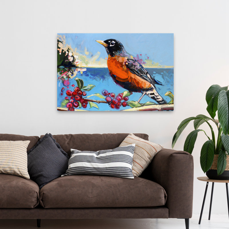 Lumière fortifiante - animaux, oiseaux, art noir et bleu, H 32 po x l 48 po