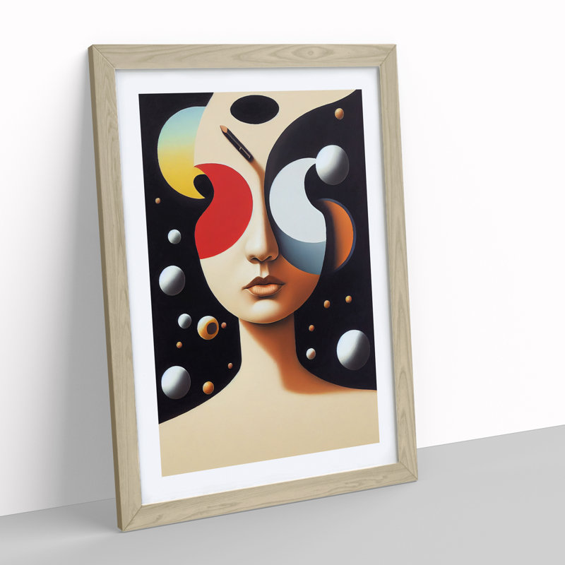 Surreal Abstract Woman 1 Piece Single Picture Frame Wall Art, 34cm H x 25cm W x 2cm D, Oak Framed
