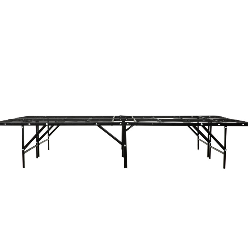Structure de lit grand noir en métal, et stable, amplement sous rangement, support de matelas, base facile à assembler, solide et espace de rangement, assemblage,