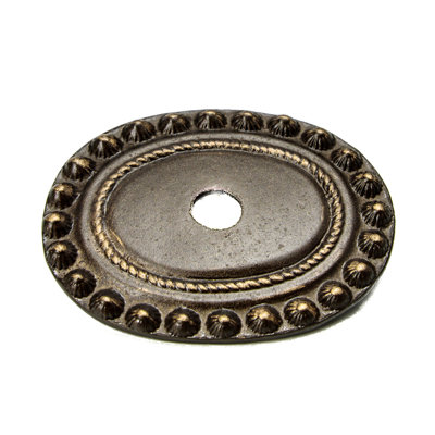 Beaded large oval escutcheon in Antique Brass