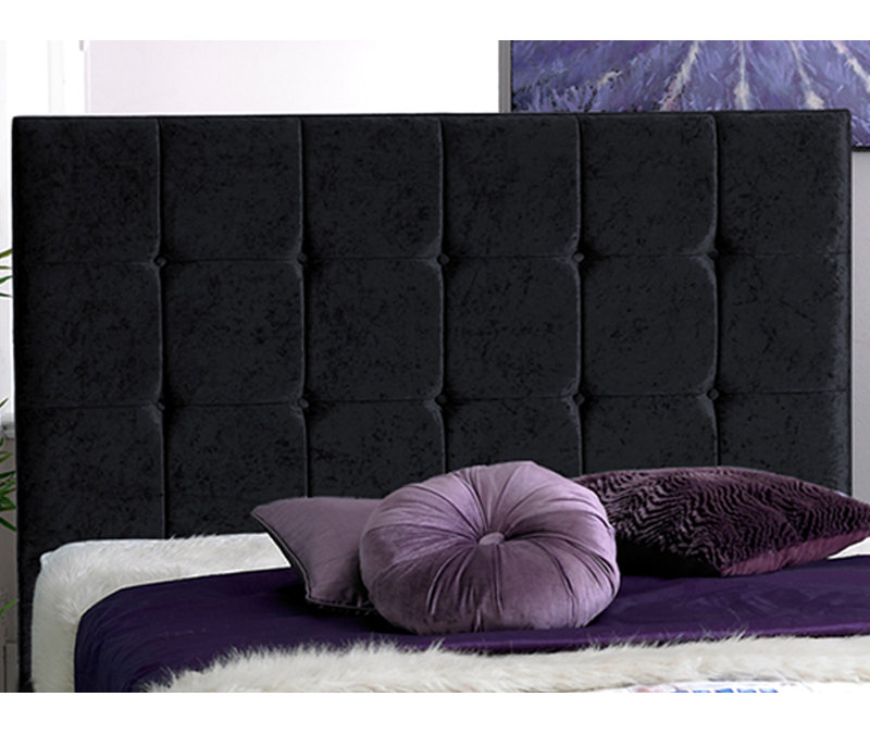 Margaux Upholstered Bed, Single (3'), Black Crush Velvet