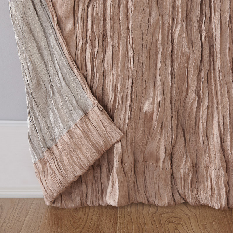 Fernandes Distressed Velvet Semi-Sheer Tab Top Curtain Panel, Blush, 50" W x 63" L