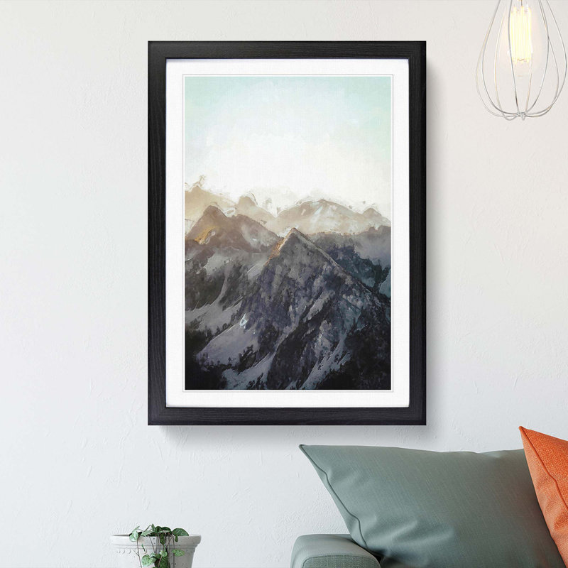 Mountain Range in Abstract - Picture Frame Graphic Art Print, 48cm H x 36cm W x 2cm D, Black Framed
