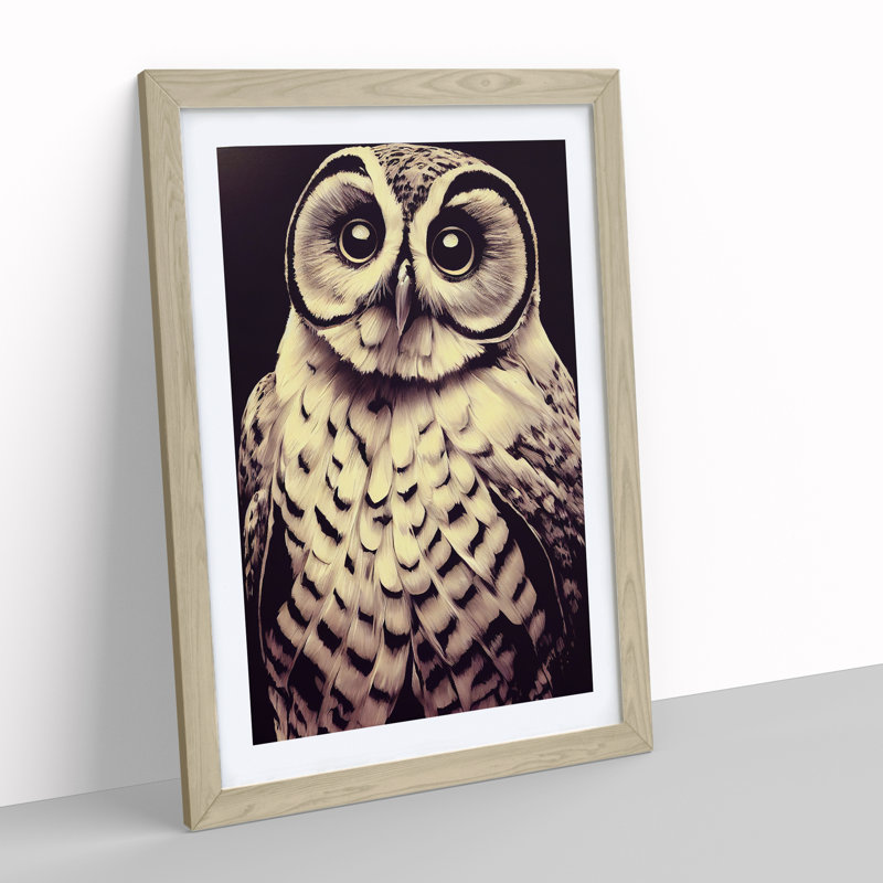 Owl Portrait No.4 - Framed Print, 46cm H x 34cm W x 2cm D, Oak Framed