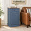 Meuble de poubelle basculant de style champêtre avec tiroir de rangement, en bois, d'une capacité de 38 litres (10 gallons), idéal pour la cuisine et la buanderie - Bleu/Une porte-136026422-106451143