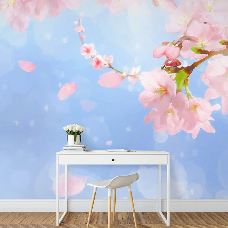 Murale fleurs de cerisier en fleurs, L 144 po x l 100 po