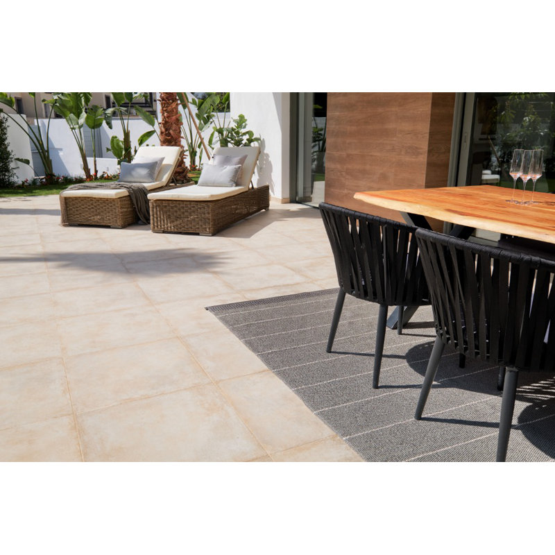Tapis béton / blanc Belle, Rectangle 4 pi 6 po x 6 pi 6 po