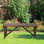 Banc d'extérieur pour 2 personnes, siège de jardin en bois, capacité de 550 lb, roue de chariot brune pour 2 personnes, mobilier de jardin
