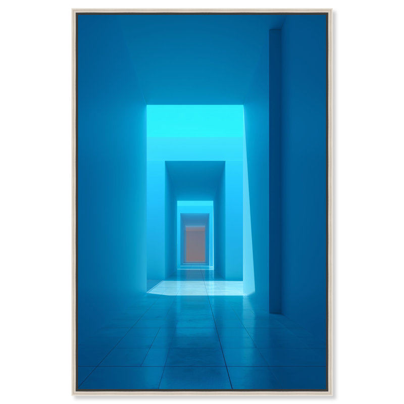 Cerulean Corridor II Print by Oliver Gal, 16"H x 24"W, Silver Floater Frame
