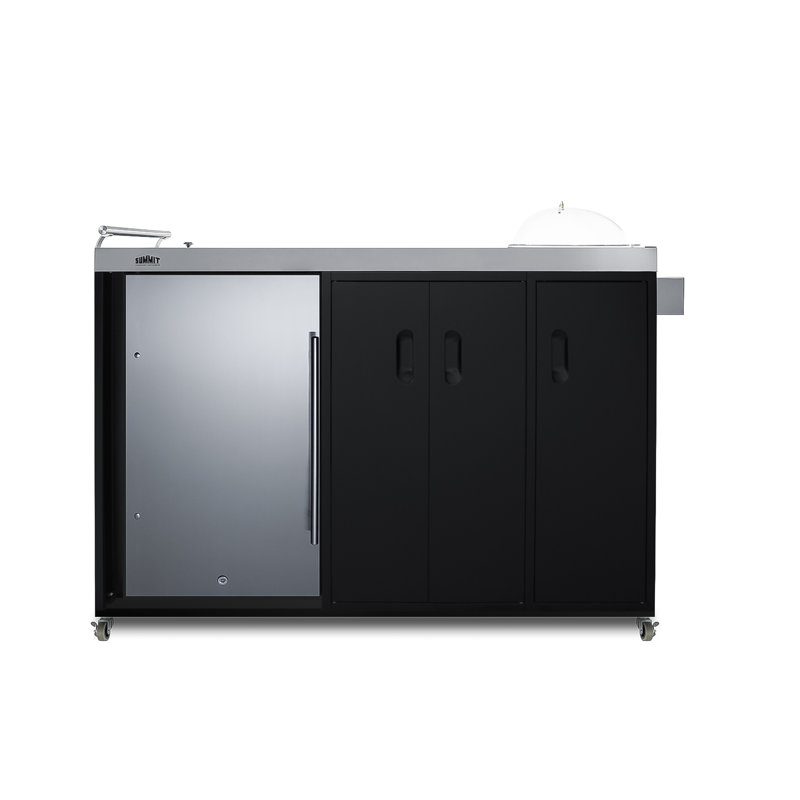 Summit Black and Stainless Steel Outdoor Kitchenette with Sink and Mini Fridge