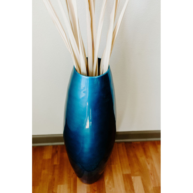 Kolo Bamboo Floor Vase, Matte Black, 27" H x 9" W x 9" D