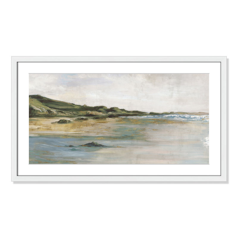 Impression «Tide’s Edge» par Casa Fine Arts, H 17 po x l 29 po x P 1,25 po, Reproduction encadrée avec passe-partout, Blanc