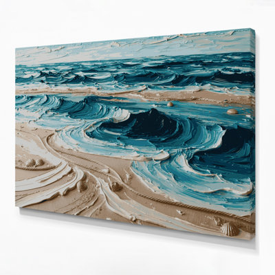 Art mural sur toile bleu nautique et vert sable
