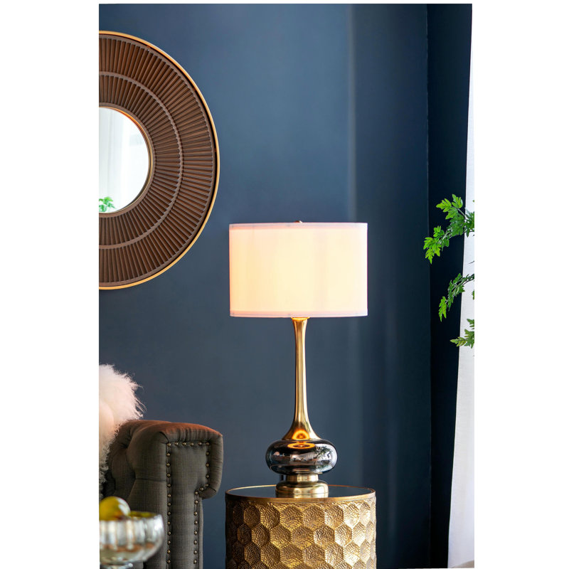 Lampe de table avec tambour en verre D15x29 "