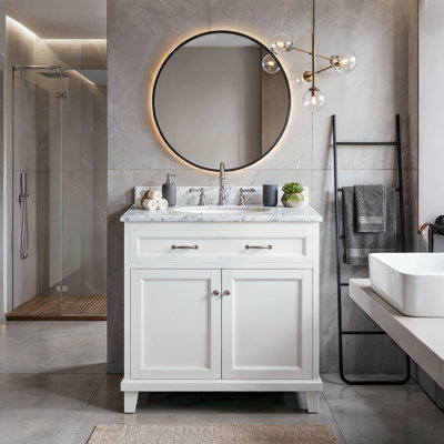 Wyndell 36'' Single Bathroom Vanity with Marble Top