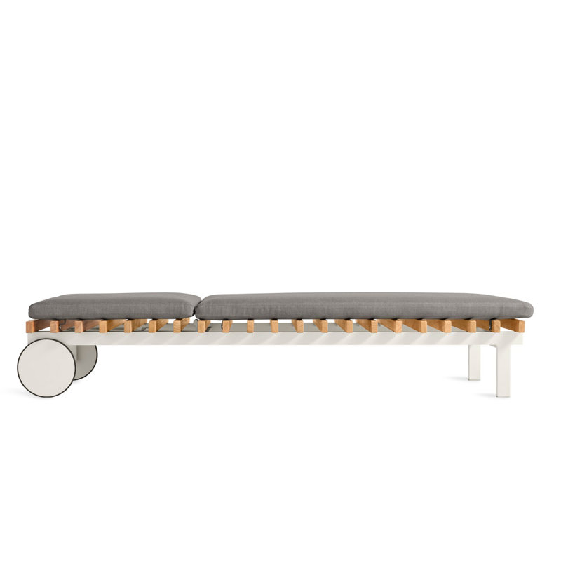 Perch Outdoor Teak Chaise Lounge, Toohey Charcoal, White