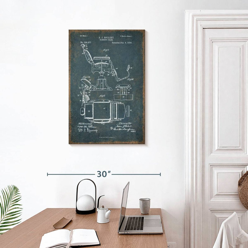 Fauteuil de barbier bleu rétro Kynaat, H 30 po x l 20 po