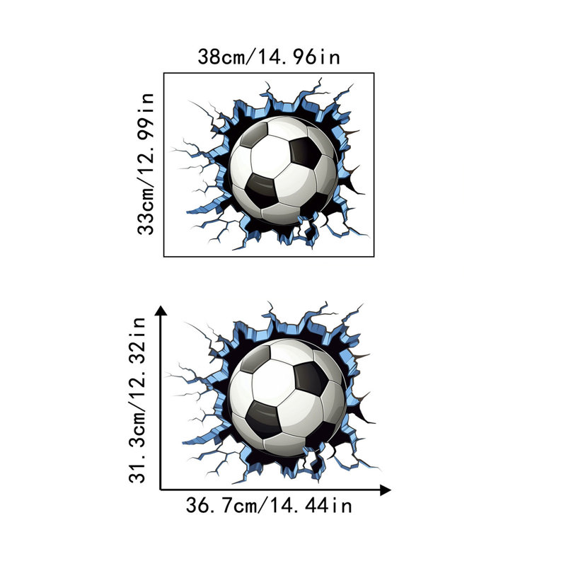 Kbndieu Wall Breaking Effect Football Patterns Stickers Wall Stickers Suit for Doors Windows and Walls Football Fan Atmospheres Decoration