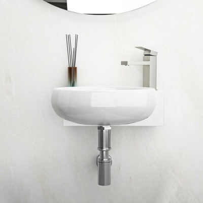 16X11 Inch Ceramic Wall Mount Bathroom Sink, White, Stain , Installation Instructions Provided Sink Mount, 16.5L" X 11"W Ceramic, To Stains, Modern Style