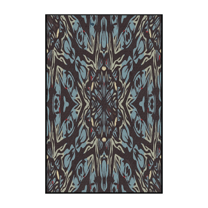 Tapis brun/bleu à tisser électrique, Rectangle 4 pi x 6 pi